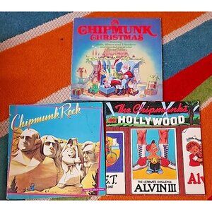The Chipmunks LP Record Lot 3 Christmas, Chipmunk Rock, Hollywood Vintage Vinyl